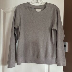 TNA Light Gray Ribbed Crewneck Sweater